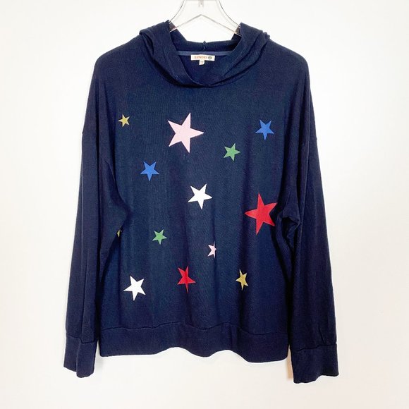 Sundry Tops - Sundry Star Graphic Hoodie Navy Medium X-Large